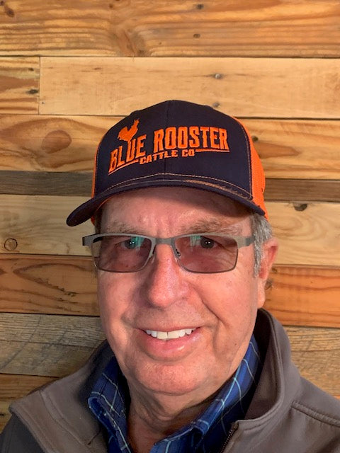 Blue Rooster Navy front, Orange mesh and Orange  Embroidery Richardson snapback trucker cap