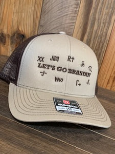 Let's Go Brandin' Khaki with brown mesh brown embroidery Snapback Richardson cap