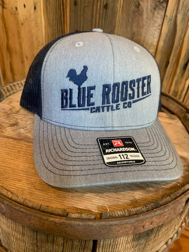 Blue Rooster Cattle Co Grey & Navy  mesh SnapBack  Cap